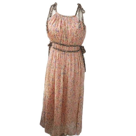 ANTHROPOLOGIE Maeve Clementina Halter Boho Maxi Dress Women's Petite S pink - Picture 2 of 8